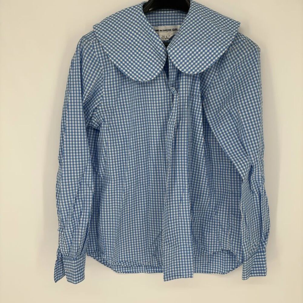 Comme des Garcons Blue Gingham Button-Front Blouse